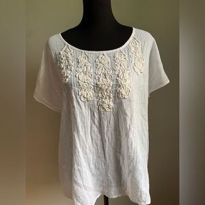 Nine West Virginia white linen blouse